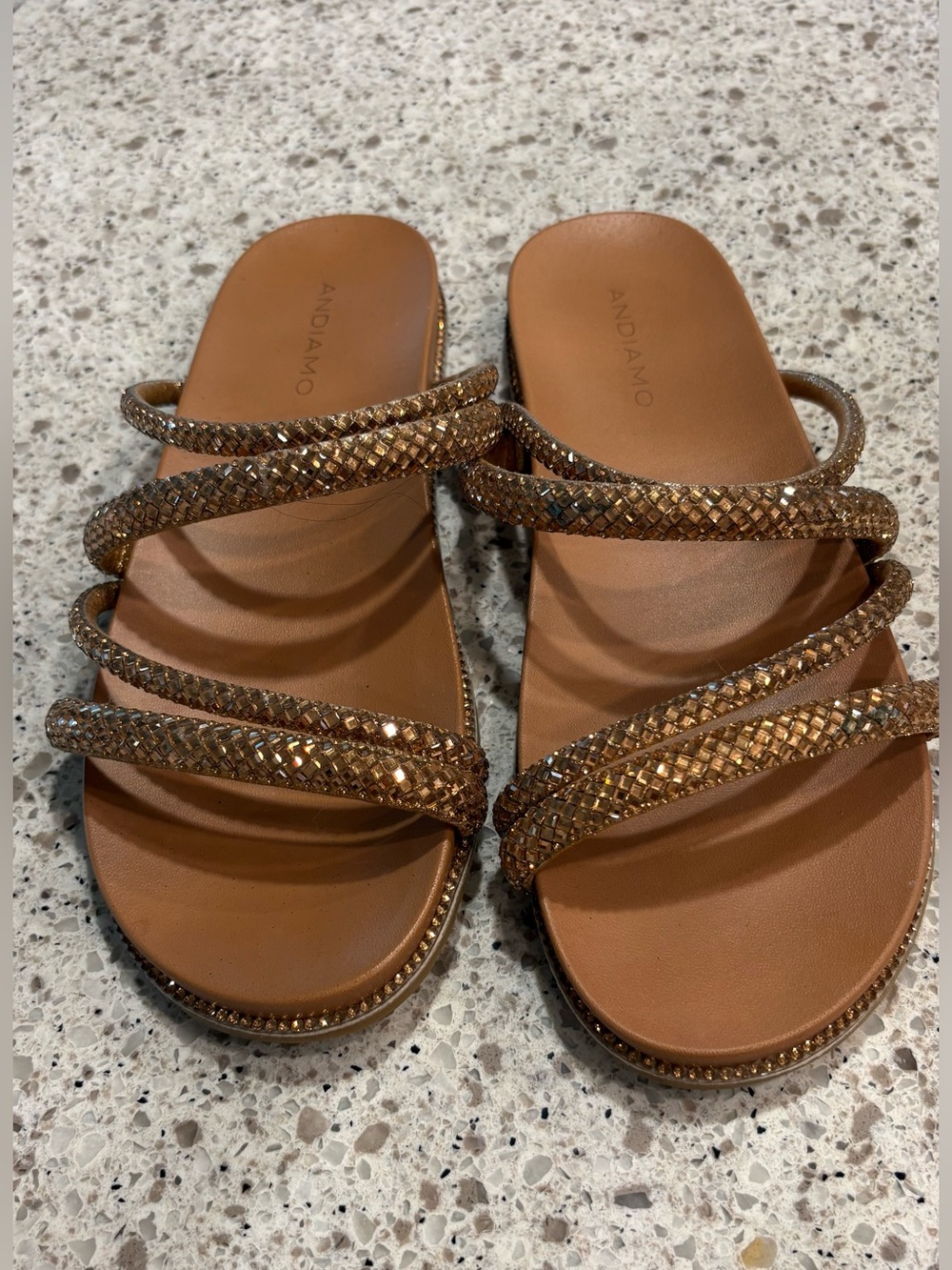NWOT Andiamo Women's Gold Strappy Sandals